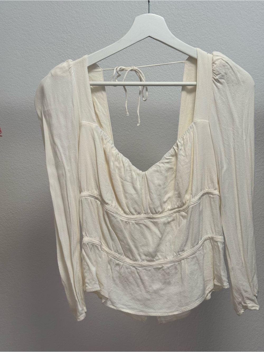 Reformation Ivory Sweetheart Tiered Top, Size L